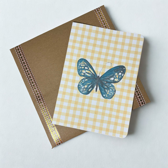 Gingham yellow “Butterfly” Greeting Card Limited Edition GINGHAM JOURNALS