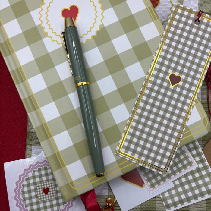 Olive green gingham Gift Set 🎁✨ GINGHAM JOURNALS
