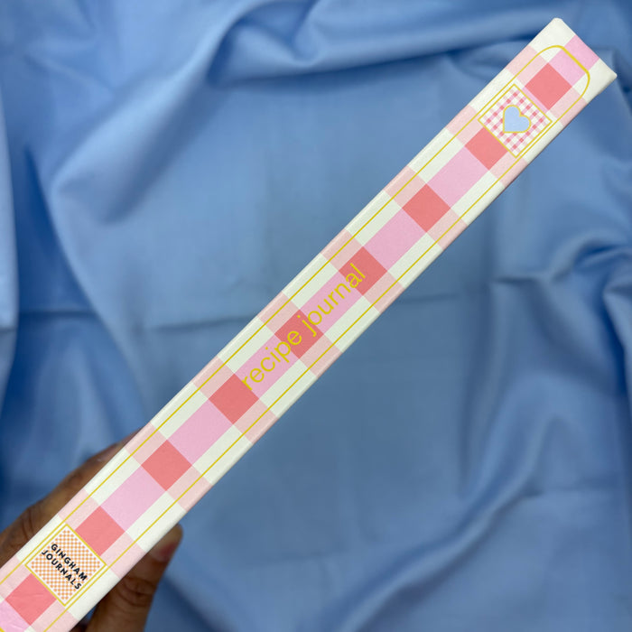 Recipe Journal : Pink gingham + light blue little heart