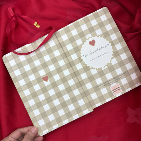 Gingham “ Olive-green + Burgundy Little heart” Limited Edition Bullet Journal GINGHAM JOURNALS