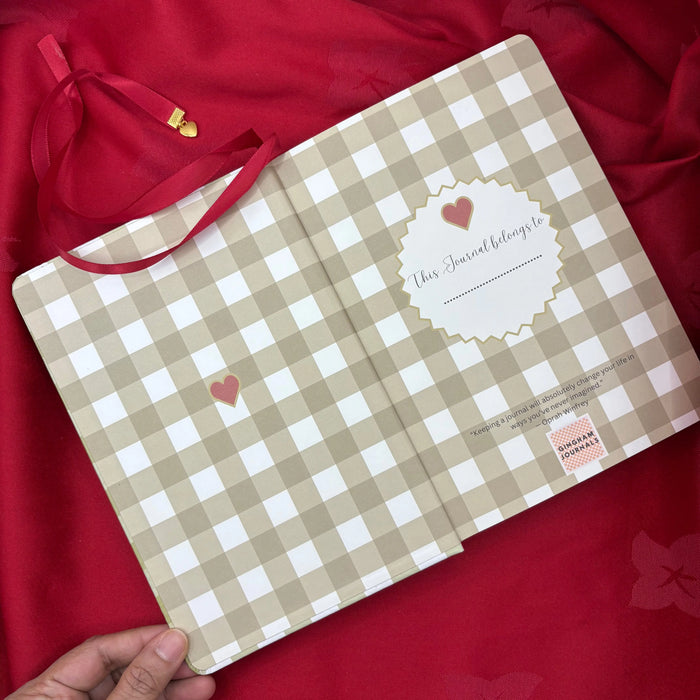 Gingham “ Olive-green + Burgundy Little heart” Limited Edition Bullet Journal GINGHAM JOURNALS