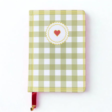 Gingham “ Olive-green + Burgundy Little heart” Limited Edition Bullet Journal GINGHAM JOURNALS