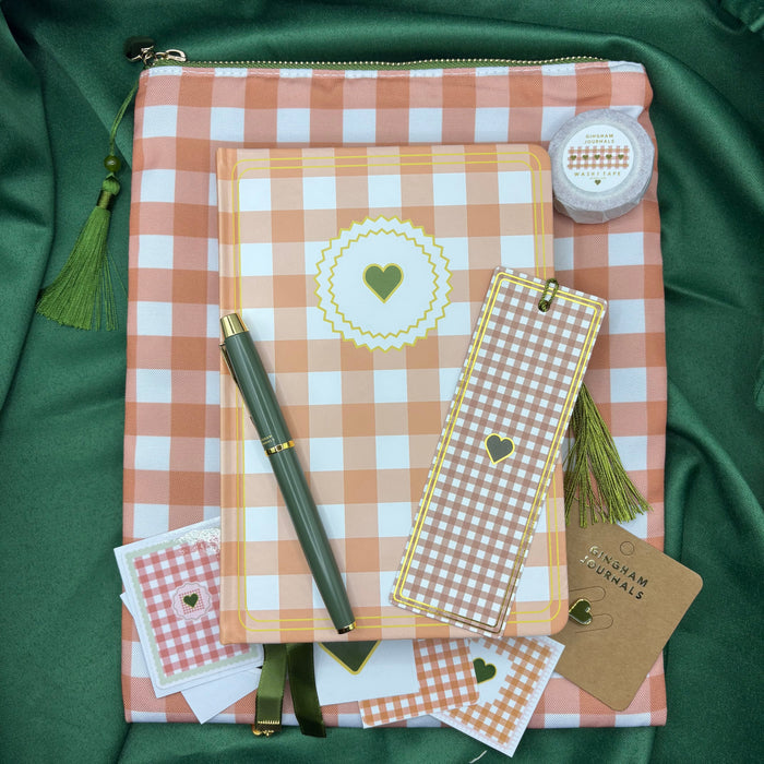 Peach gingham Gift Set 🎁✨ GINGHAM JOURNALS