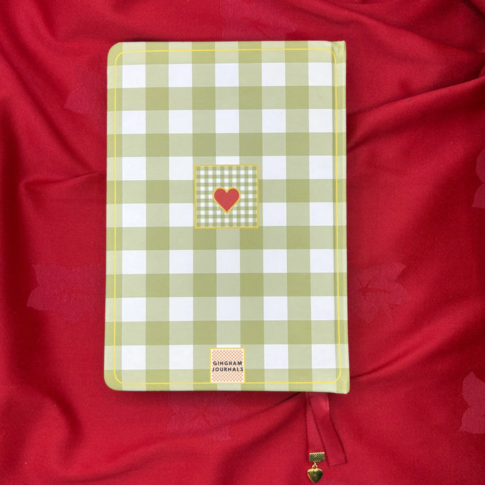 Gingham “ Olive-green + Burgundy Little heart” Limited Edition Bullet Journal GINGHAM JOURNALS
