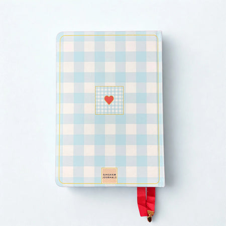Gingham “ Blue + Red Little heart” Limited Edition Premium Bullet Journal GINGHAM JOURNALS