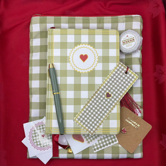 Olive green gingham Gift Set 🎁✨ GINGHAM JOURNALS