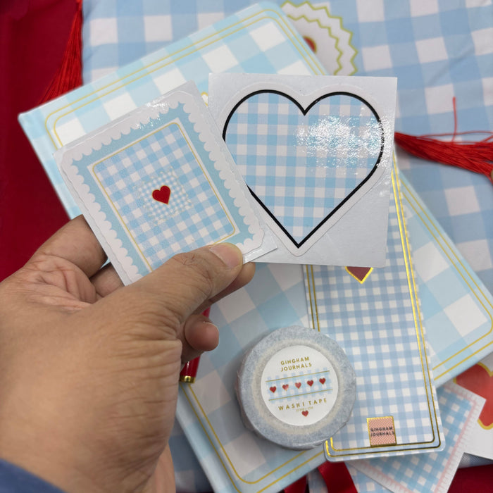 Light blue gingham Gift Set🎁✨ GINGHAM JOURNALS
