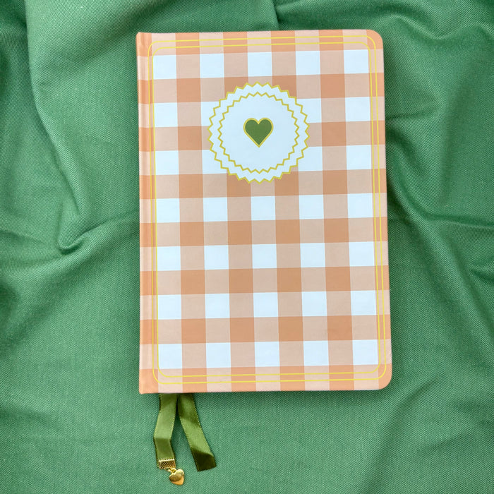 A5 ‘Peach Gingham’ bullet journal notebook Gift Set🎁 ✨