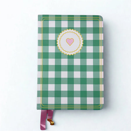 Gingham “ Teal + Pink Little heart” Limited Edition Premium Bullet Journal GINGHAM JOURNALS
