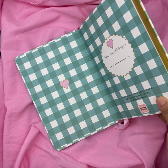 Gingham “ Teal + Pink Little heart” Limited Edition Premium Bullet Journal GINGHAM JOURNALS
