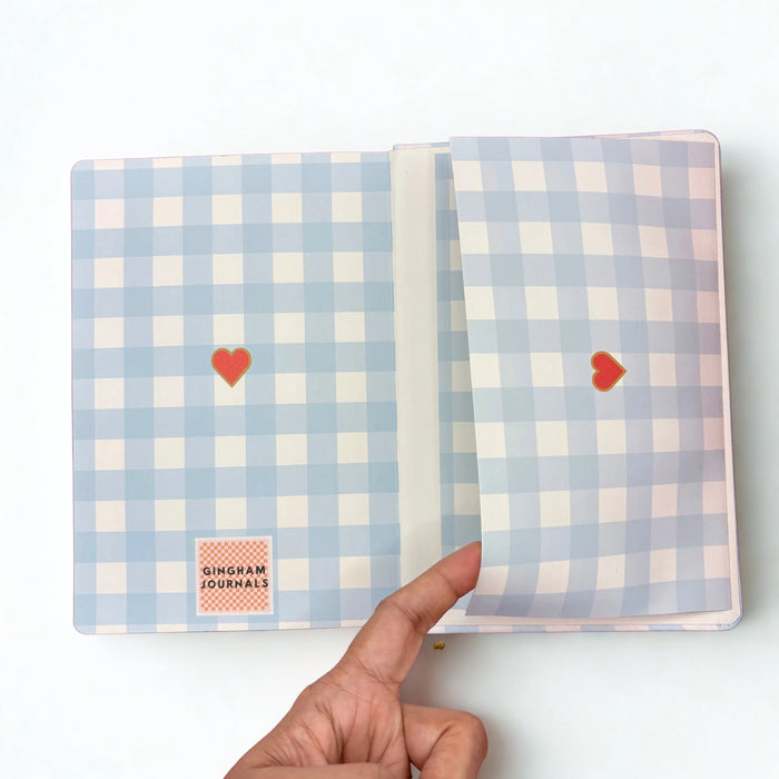 Gingham “ Blue + Red Little heart” Limited Edition Premium Bullet Journal GINGHAM JOURNALS