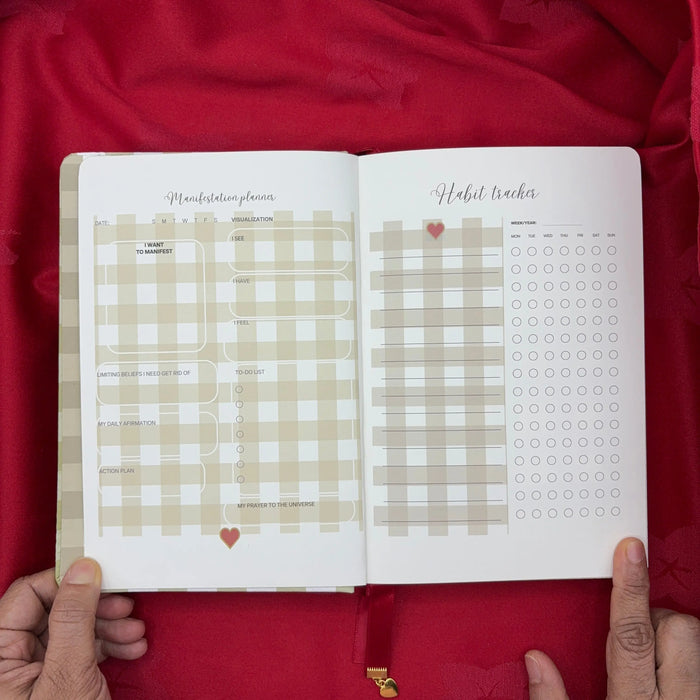 Gingham “ Olive-green + Burgundy Little heart” Limited Edition Bullet Journal GINGHAM JOURNALS