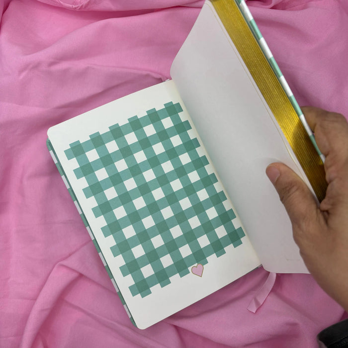 Gingham “ Teal + Pink Little heart” Limited Edition Premium Bullet Journal GINGHAM JOURNALS