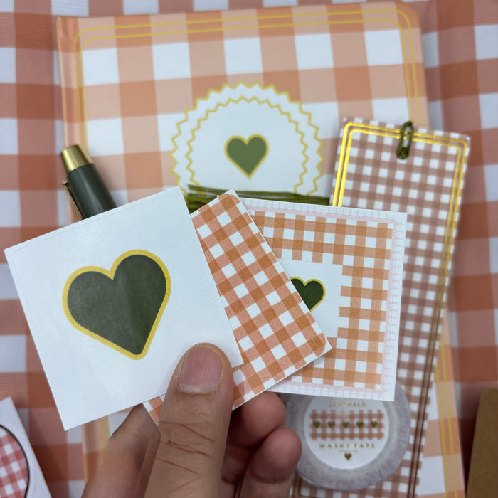 Peach gingham Gift Set 🎁✨ GINGHAM JOURNALS