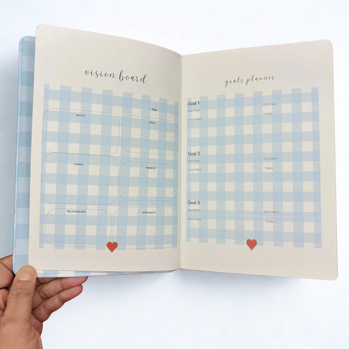 Gingham “ Blue + Red Little heart” Limited Edition Premium Bullet Journal GINGHAM JOURNALS