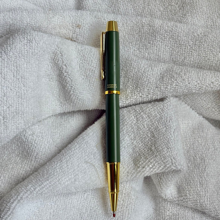 Olive green Metal Pen : Black Gel Ink