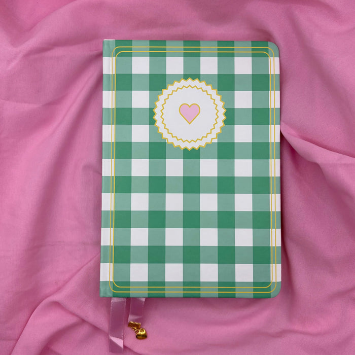 Gingham “ Teal + Pink Little heart” Limited Edition Premium Bullet Journal GINGHAM JOURNALS