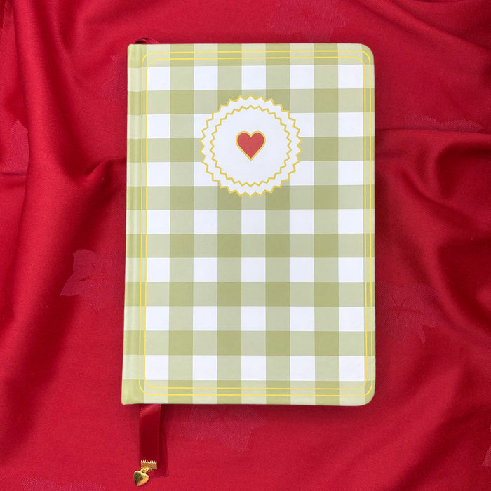Gingham “ Olive-green + Burgundy Little heart” Limited Edition Bullet Journal GINGHAM JOURNALS