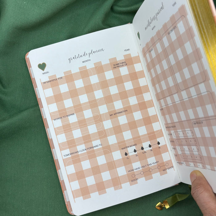 A5 ‘Peach Gingham’ bullet journal notebook Gift Set🎁 ✨