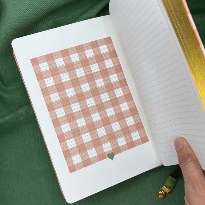 A5 ‘Peach Gingham’ bullet journal notebook Gift Set🎁 ✨