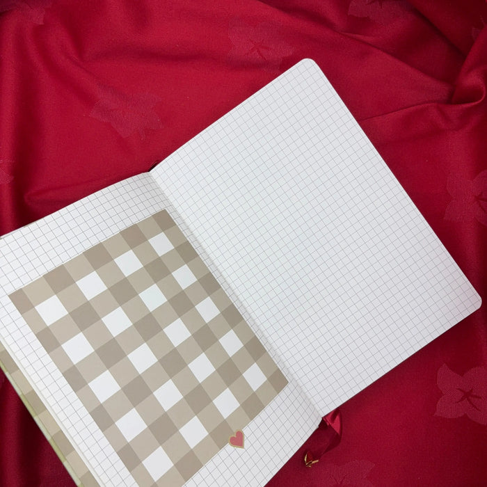 Gingham “ Olive-green + Burgundy Little heart” Limited Edition Bullet Journal GINGHAM JOURNALS