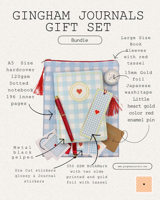 Light blue gingham Gift Set🎁✨ GINGHAM JOURNALS